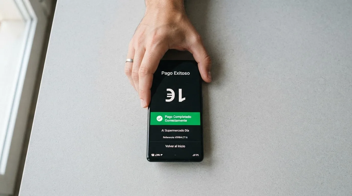 Teléfono móvil mostrando la aplicación de Bizum con un pago de 1 euro dirigido a un casino online español