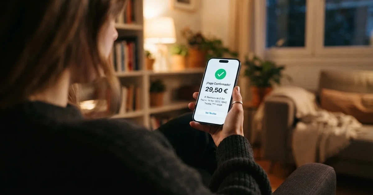 Un teléfono móvil mostrando la pantalla de depósito de un casino online donde el botón de pago por SMS aparece tachado en gris y el de Bizum figura activo y destacado