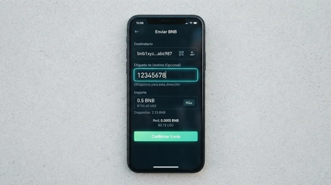 Pantalla de envío de XRP desde una wallet con el campo destination tag resaltado y una dirección de casino en el destinatario