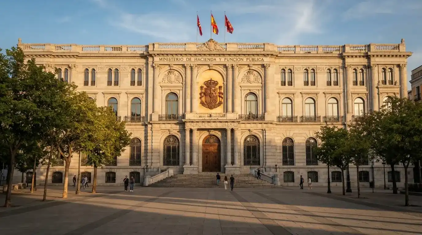 El logotipo oficial de la Dirección General de Ordenación del Juego sobre la fachada de un edificio institucional en Madrid