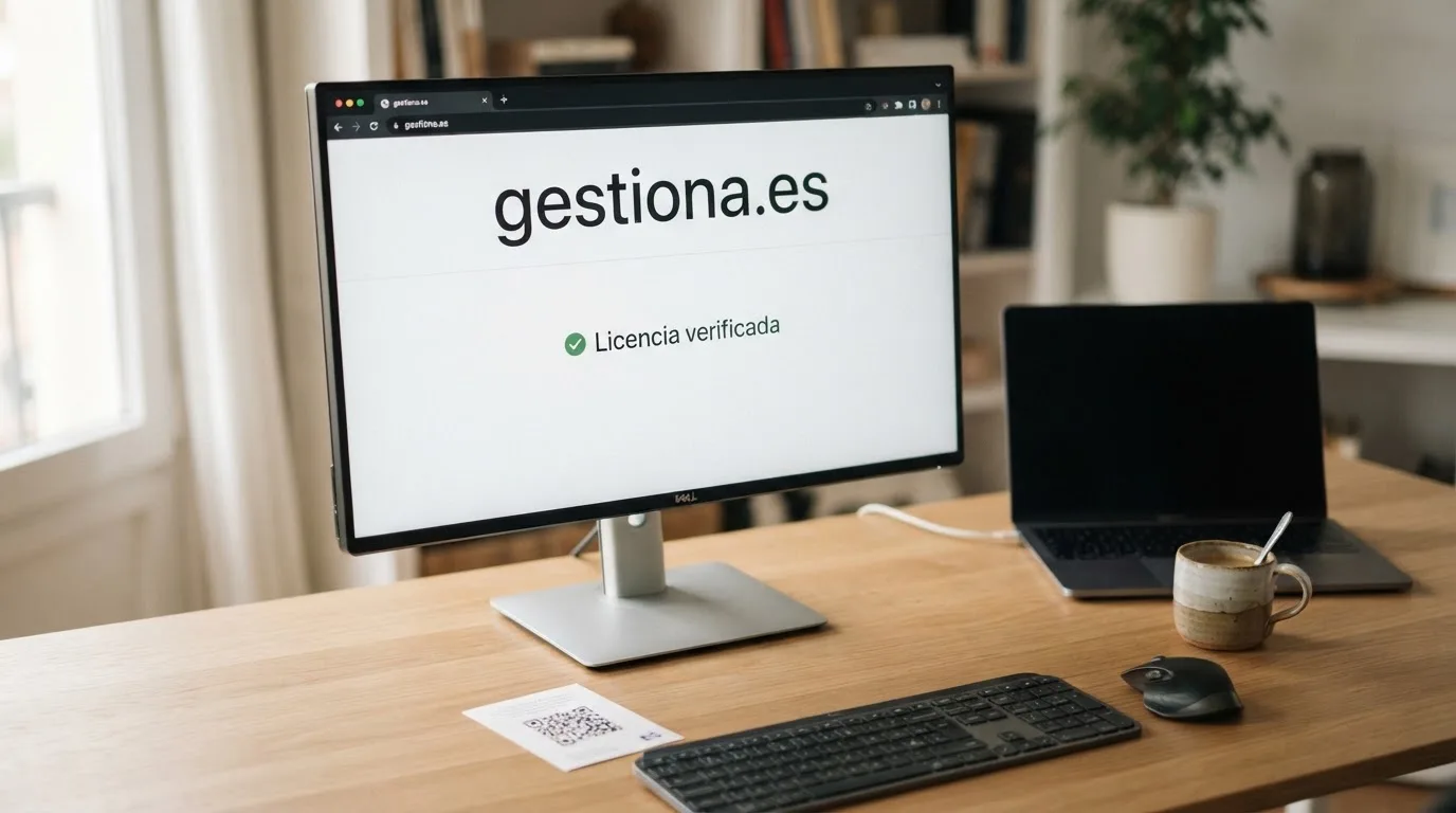 Pantalla de ordenador mostrando el sitio web ordenacionjuego.es con el registro público de operadores autorizados por la DGOJ, junto al texto «dominio .es» resaltado