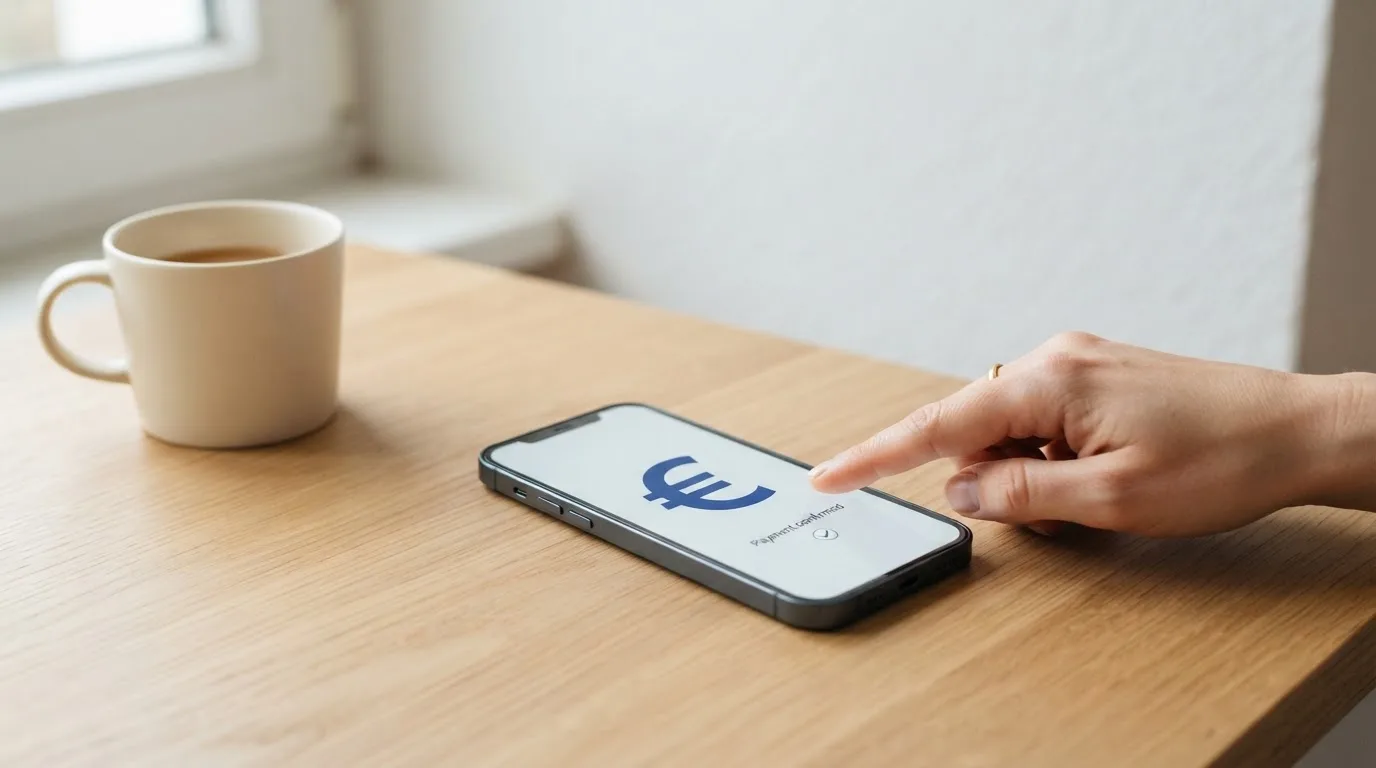 Un teléfono móvil mostrando en pantalla dividida la app del banco con la interfaz de Bizum a la izquierda y la pantalla de depósito de un casino a la derecha